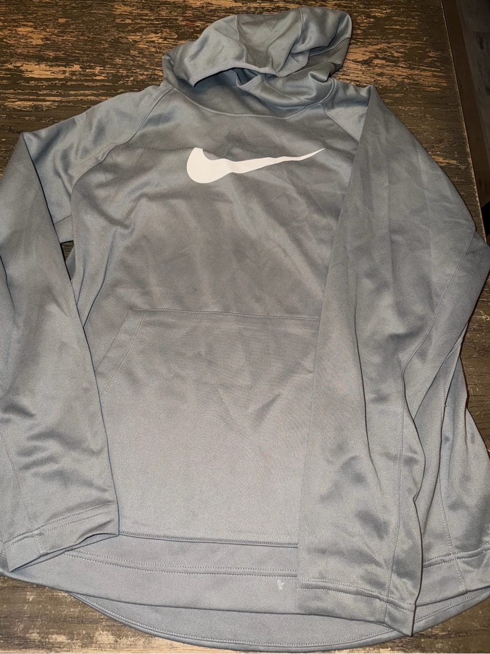 Nike Therma Fit Gray Hoodie Pullover Big Center Swoosh Sweatshirt Large